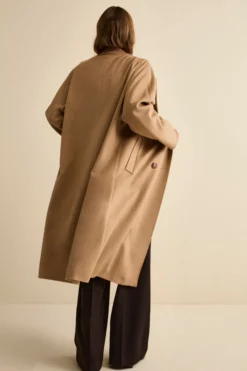 Cappotto Lungo Doppiopetto Foderato in Cashmere - CAMMELLO