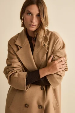 Cappotto Lungo Doppiopetto Foderato in Cashmere - CAMMELLO