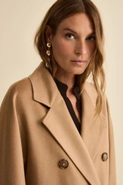 Cappotto Lungo Doppiopetto Foderato in Cashmere - CAMMELLO