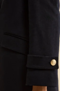 Cappotto Lungo Doppiopetto in Misto Lana e Cahsmere - BLU