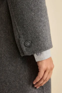 Cappotto Lungo Doppiopetto Sfoderato in Misto Lana - GRIGIO