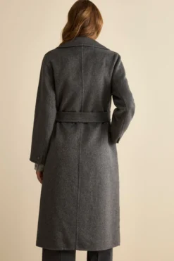 Cappotto Lungo Doppiopetto Sfoderato in Misto Lana - GRIGIO