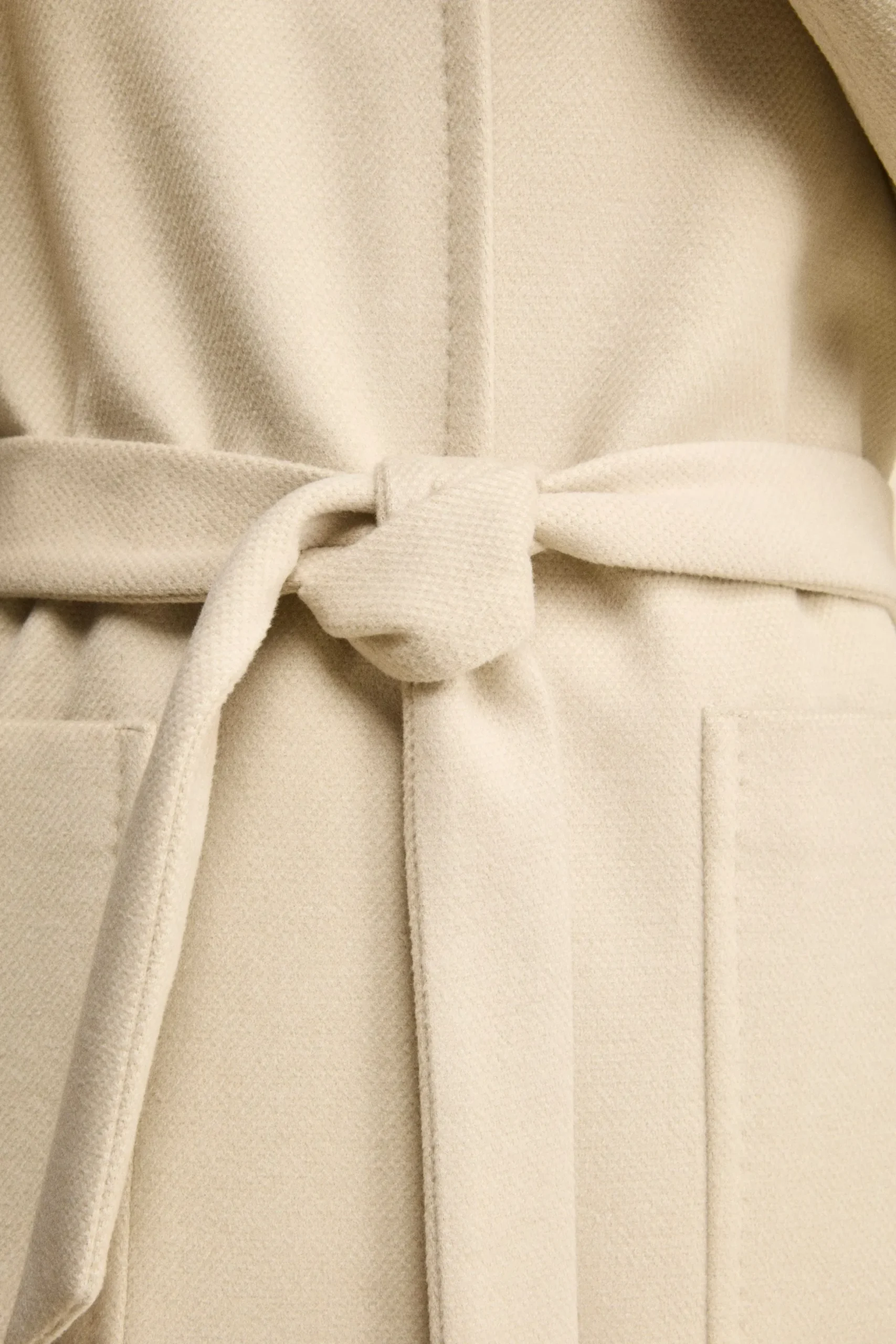 Cappotto Lungo Foderato con Cintura - BEIGE