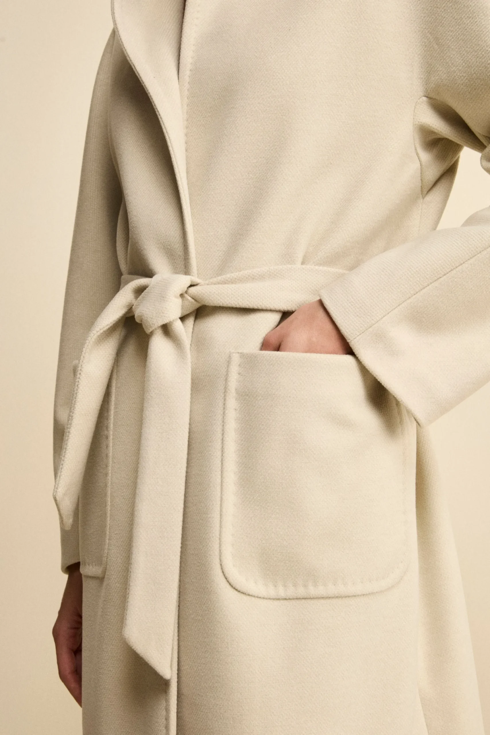 Cappotto Lungo Foderato con Cintura - BEIGE