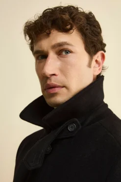 Cappotto Lungo Foderato in Lana e Cashmere - NERO