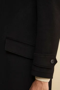 Cappotto Lungo Foderato in Lana e Cashmere - NERO