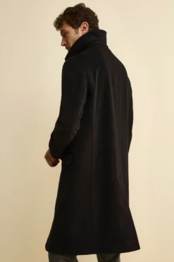 Cappotto Lungo Foderato in Lana e Cashmere - NERO