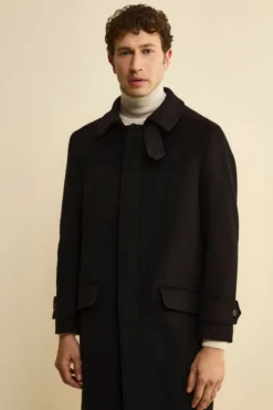 Cappotto Lungo Foderato in Lana e Cashmere - NERO