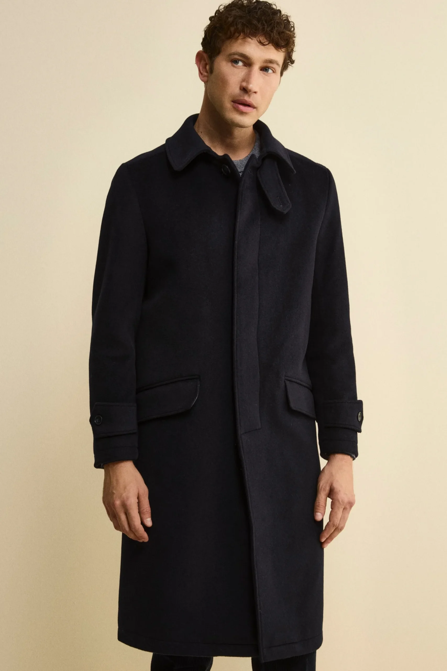 Cappotto Lungo Foderato in Lana e Cashmere - BLU