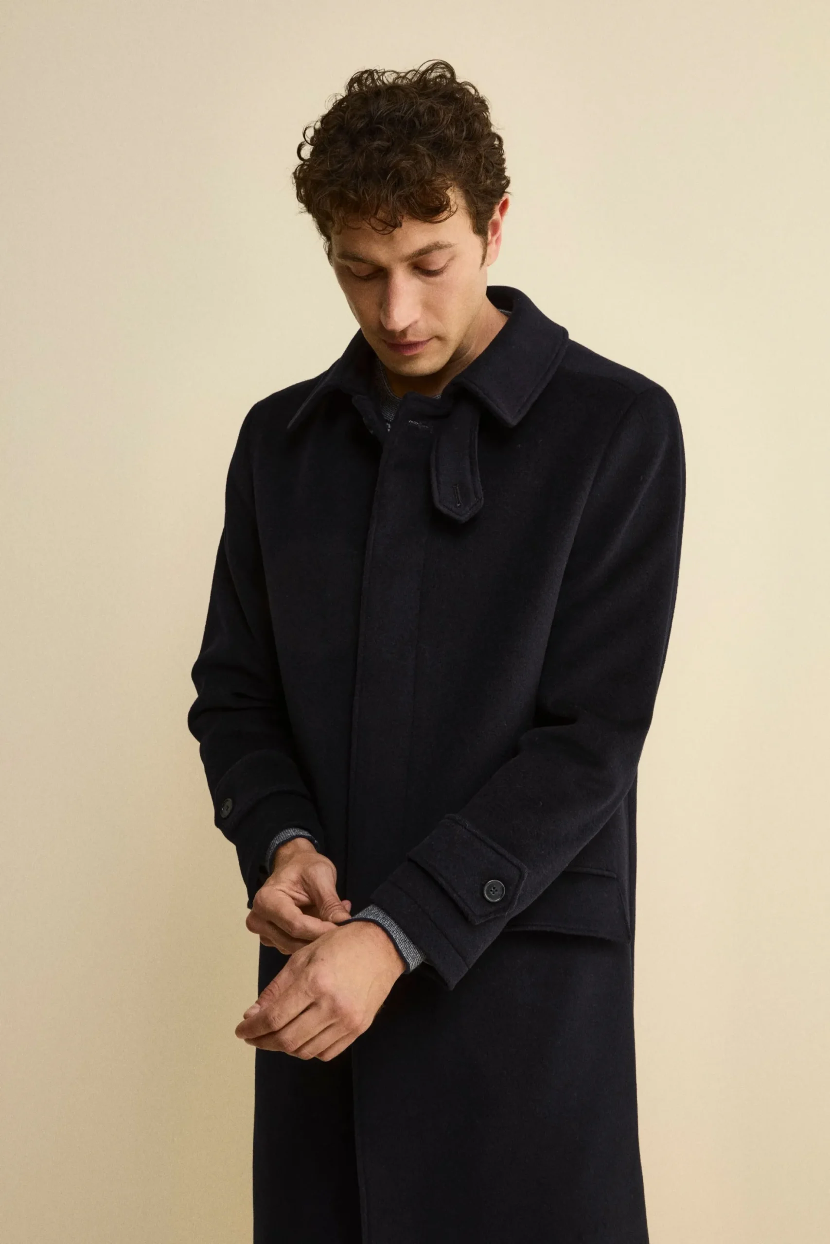 Cappotto Lungo Foderato in Lana e Cashmere - BLU