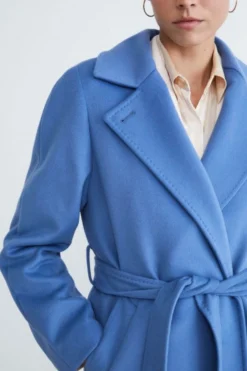 Cappotto lungo in lana e cashmere - AZZURRO