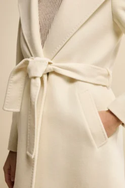 Cappotto Lungo in Lana e Cashmere con Cappuccio - PANNA