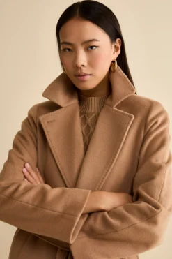 Cappotto lungo in lana e cashmere - CAMMELLO