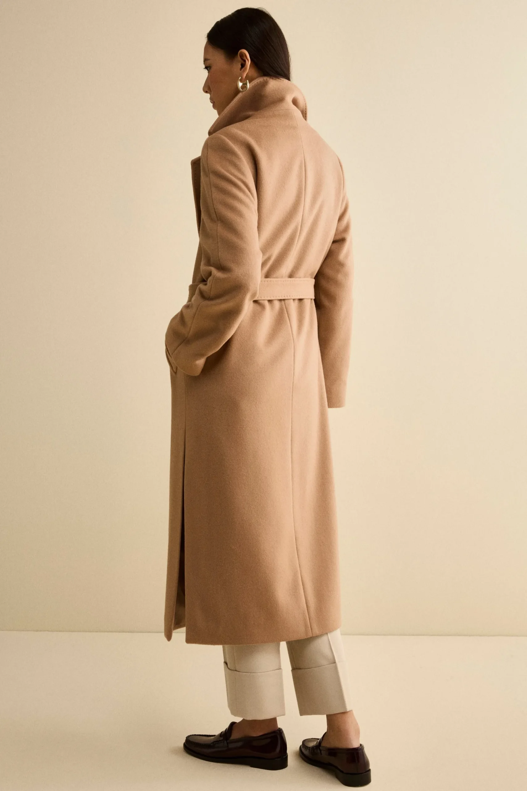 Cappotto lungo in lana e cashmere - CAMMELLO