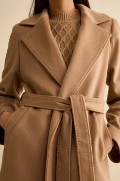 Cappotto lungo in lana e cashmere - CAMMELLO