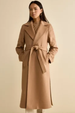 Cappotto lungo in lana e cashmere - CAMMELLO