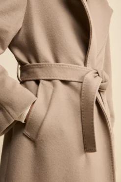 Cappotto lungo in lana e cashmere - NOCCIOLA