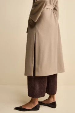 Cappotto lungo in lana e cashmere - NOCCIOLA
