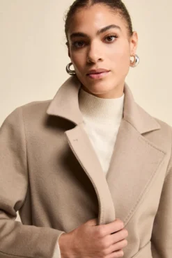 Cappotto lungo in lana e cashmere - NOCCIOLA