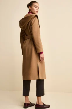 Cappotto Lungo in Lana e Cashmere con Cappuccio - CAMMELLO