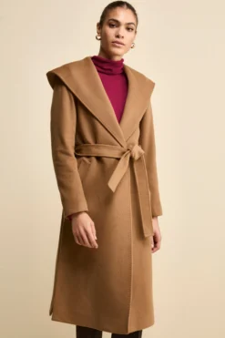 Cappotto Lungo in Lana e Cashmere con Cappuccio - CAMMELLO
