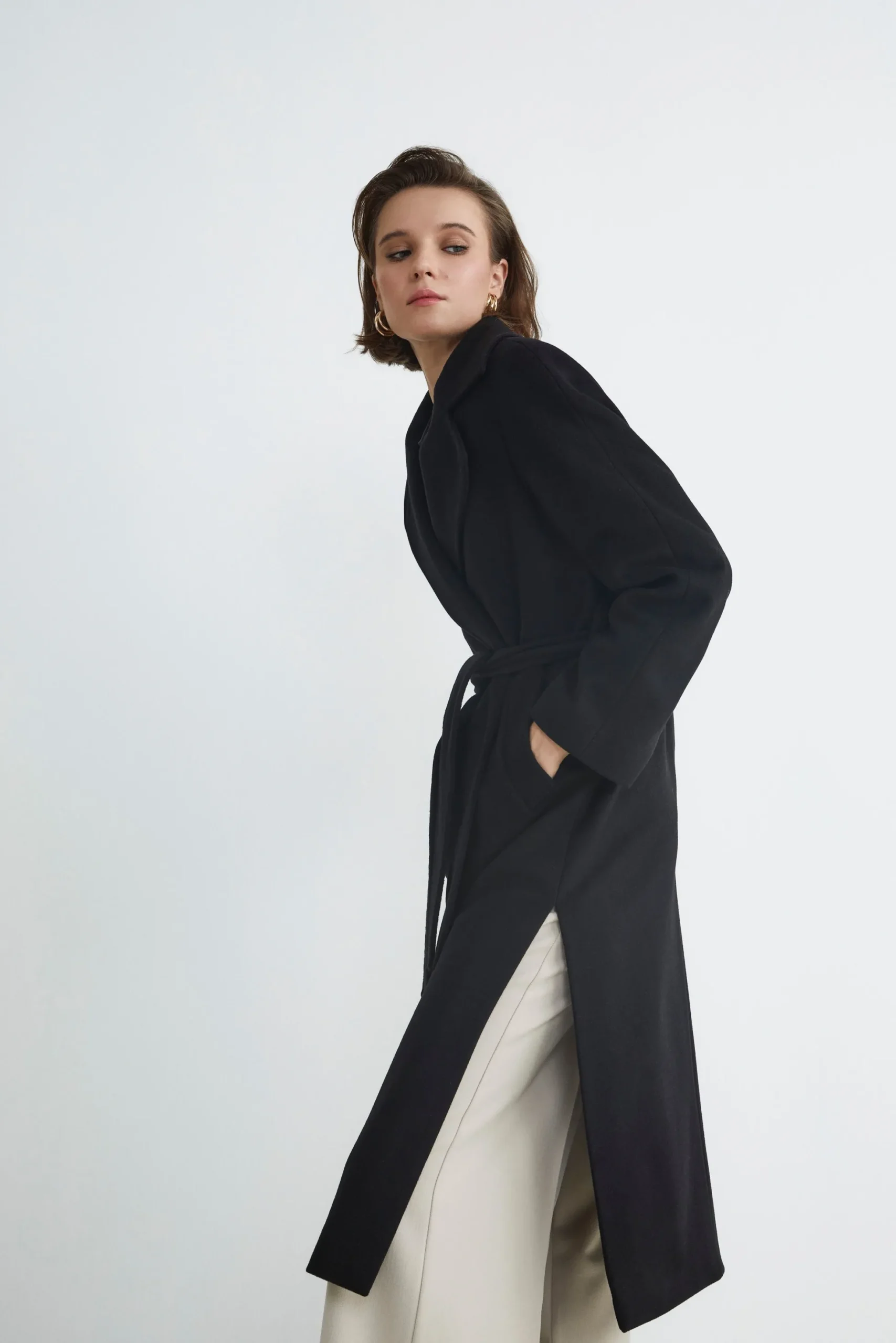 Cappotto lungo in lana e cashmere - NERO