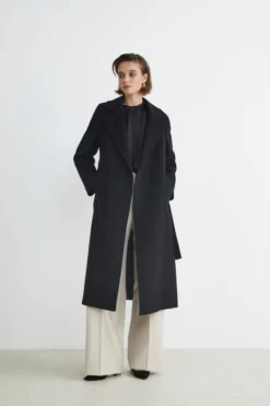 Cappotto lungo in lana e cashmere - NERO
