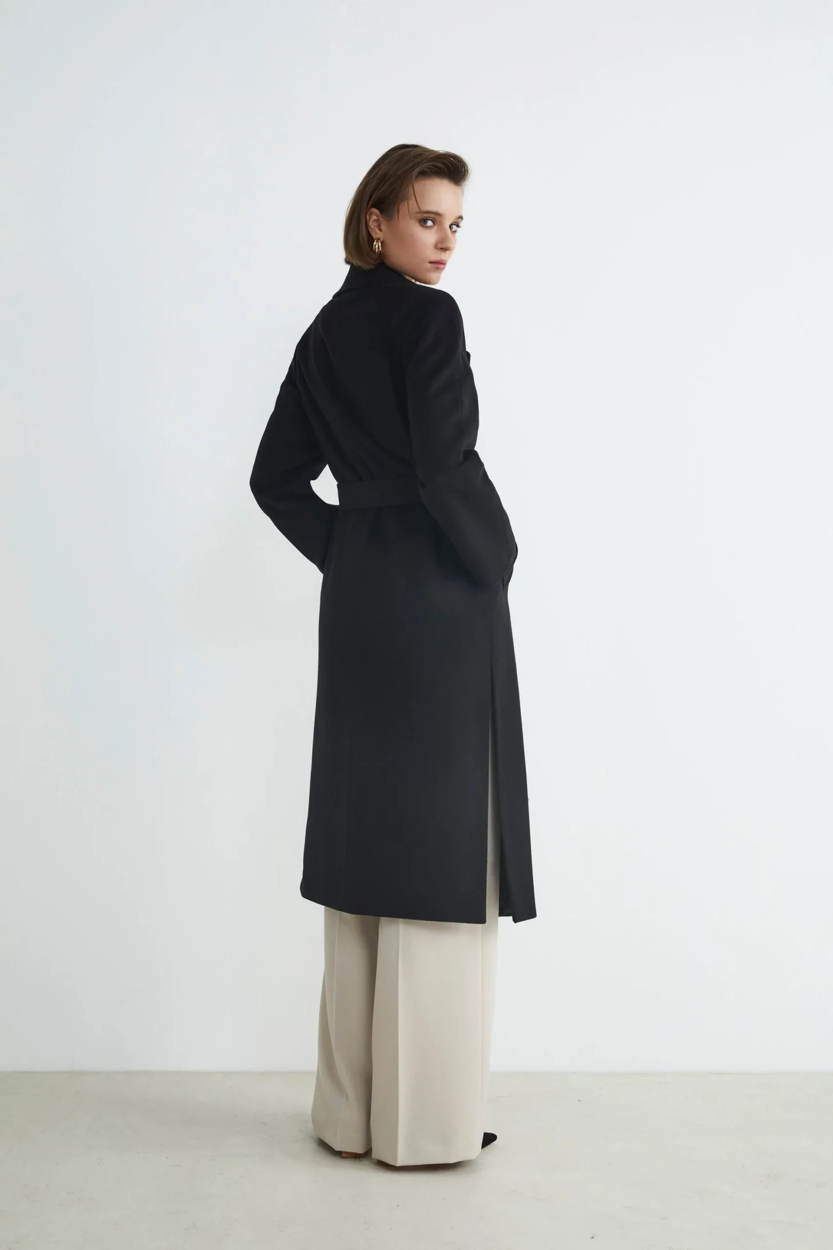 Cappotto lungo in lana e cashmere - NERO