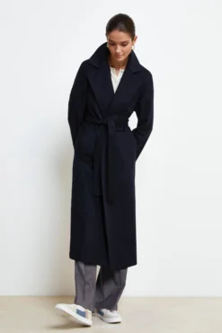 Cappotto lungo in lana e cashmere - BLU