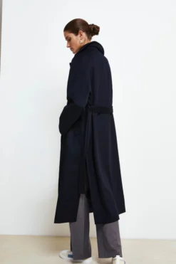 Cappotto lungo in lana e cashmere - BLU
