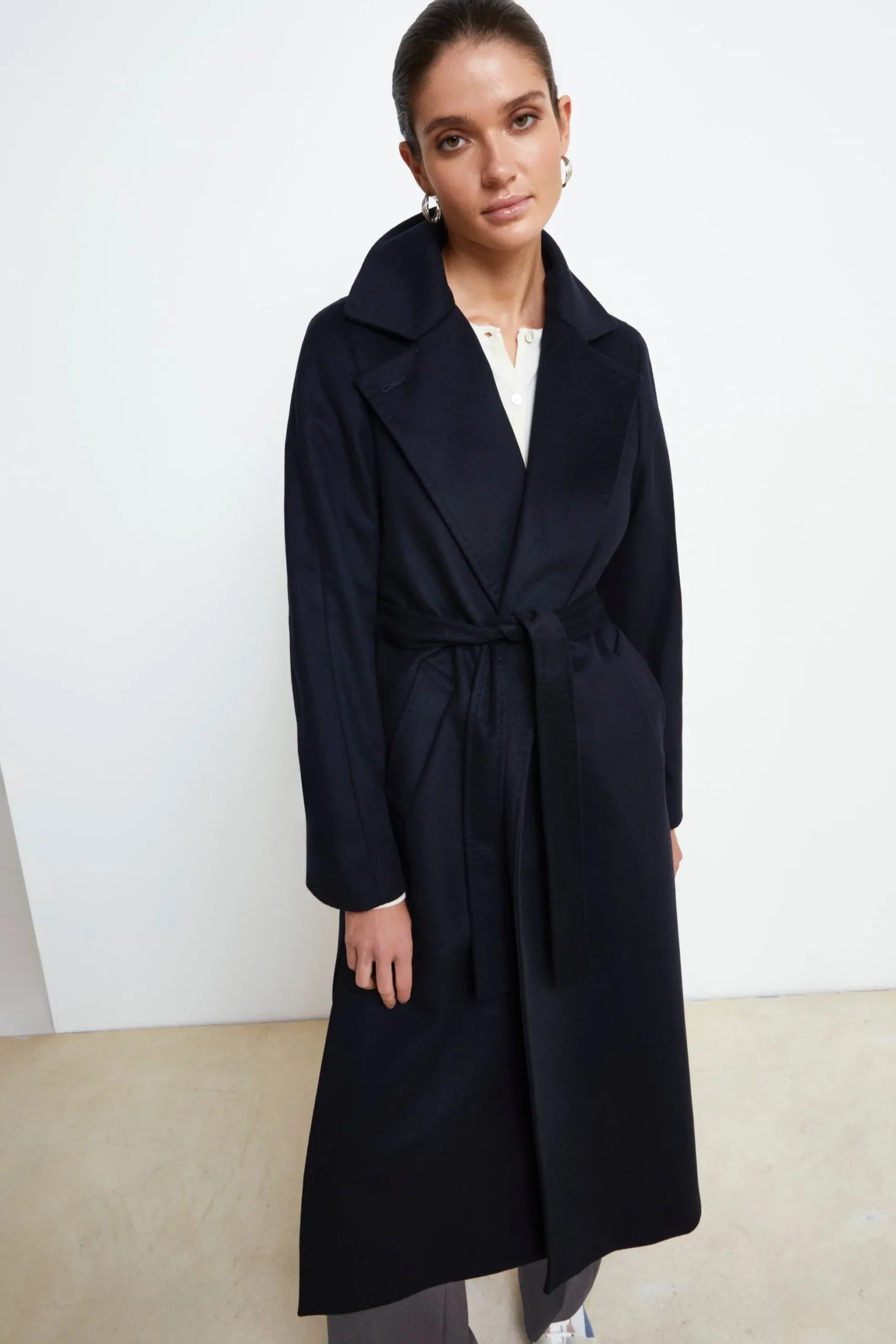 Cappotto lungo in lana e cashmere - BLU
