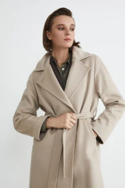 Cappotto lungo in lana e cashmere - GESSO