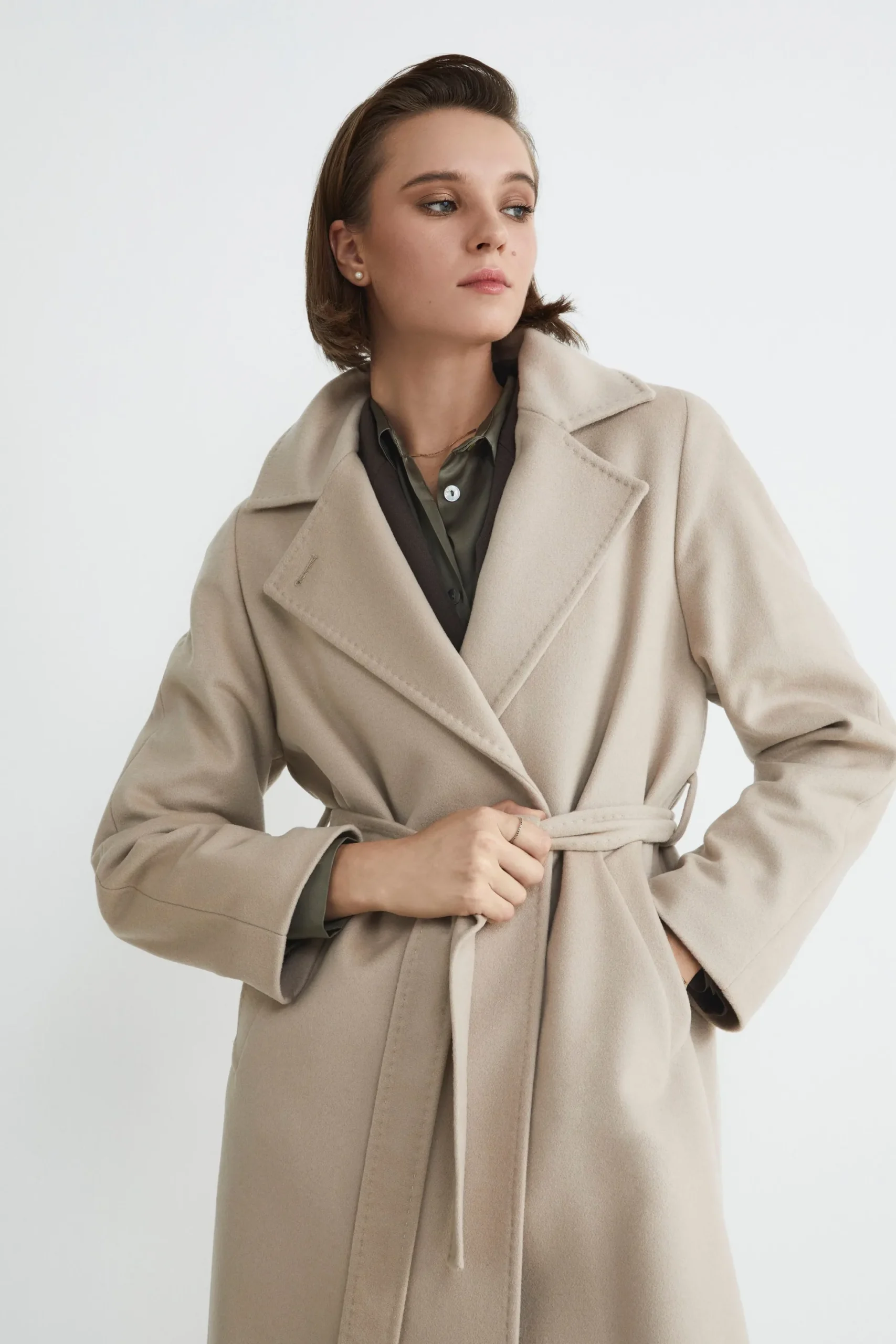 Cappotto lungo in lana e cashmere - GESSO
