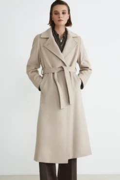 Cappotto lungo in lana e cashmere - GESSO