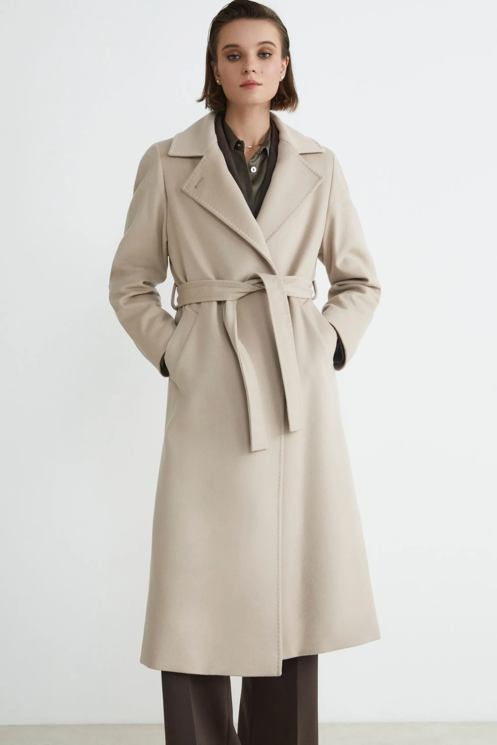 Cappotto lungo in lana e cashmere - GESSO