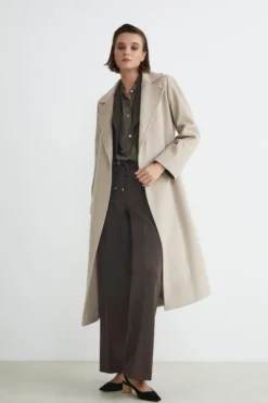 Cappotto lungo in lana e cashmere - GESSO