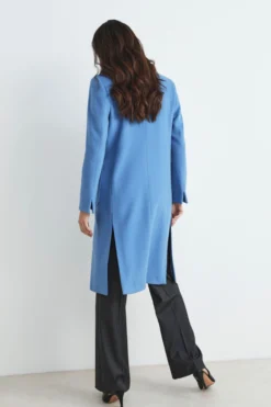 Cappotto midi di lana - AZZURRO