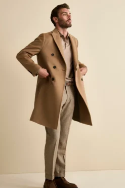 Cappotto Midi Doppiopetto in Misto Lana e Cashmere con Martingala - CAMMELLO