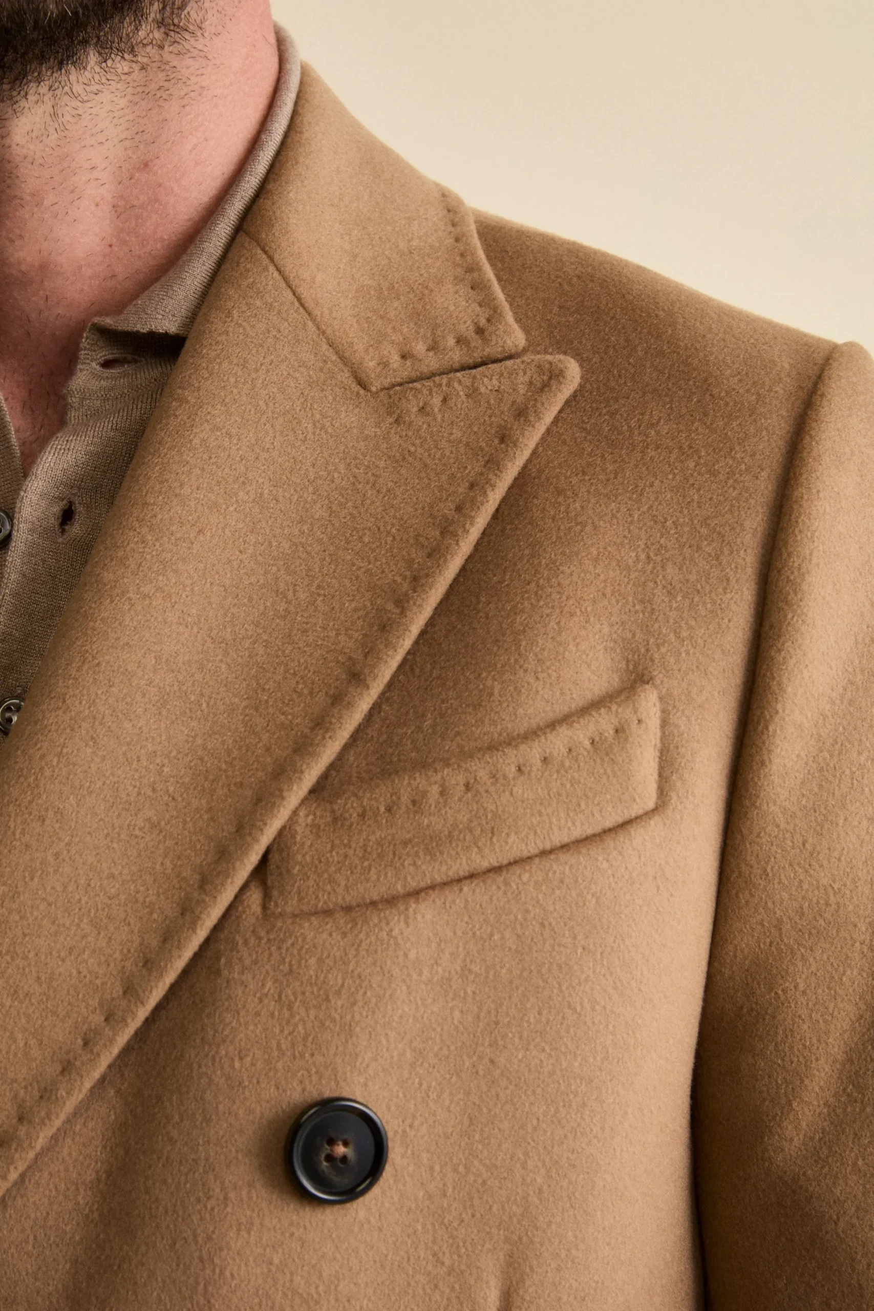 Cappotto Midi Doppiopetto in Misto Lana e Cashmere con Martingala - CAMMELLO
