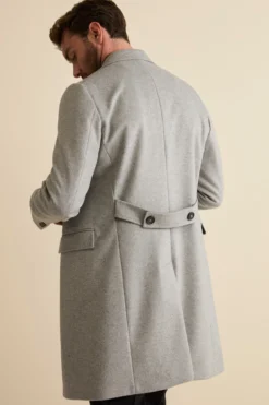 Cappotto Midi Doppiopetto in Misto Lana e Cashmere con Martingala - GRIGIO CHIARO