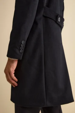 Cappotto Midi Doppiopetto in Misto Lana e Cashmere con Martingala - BLU