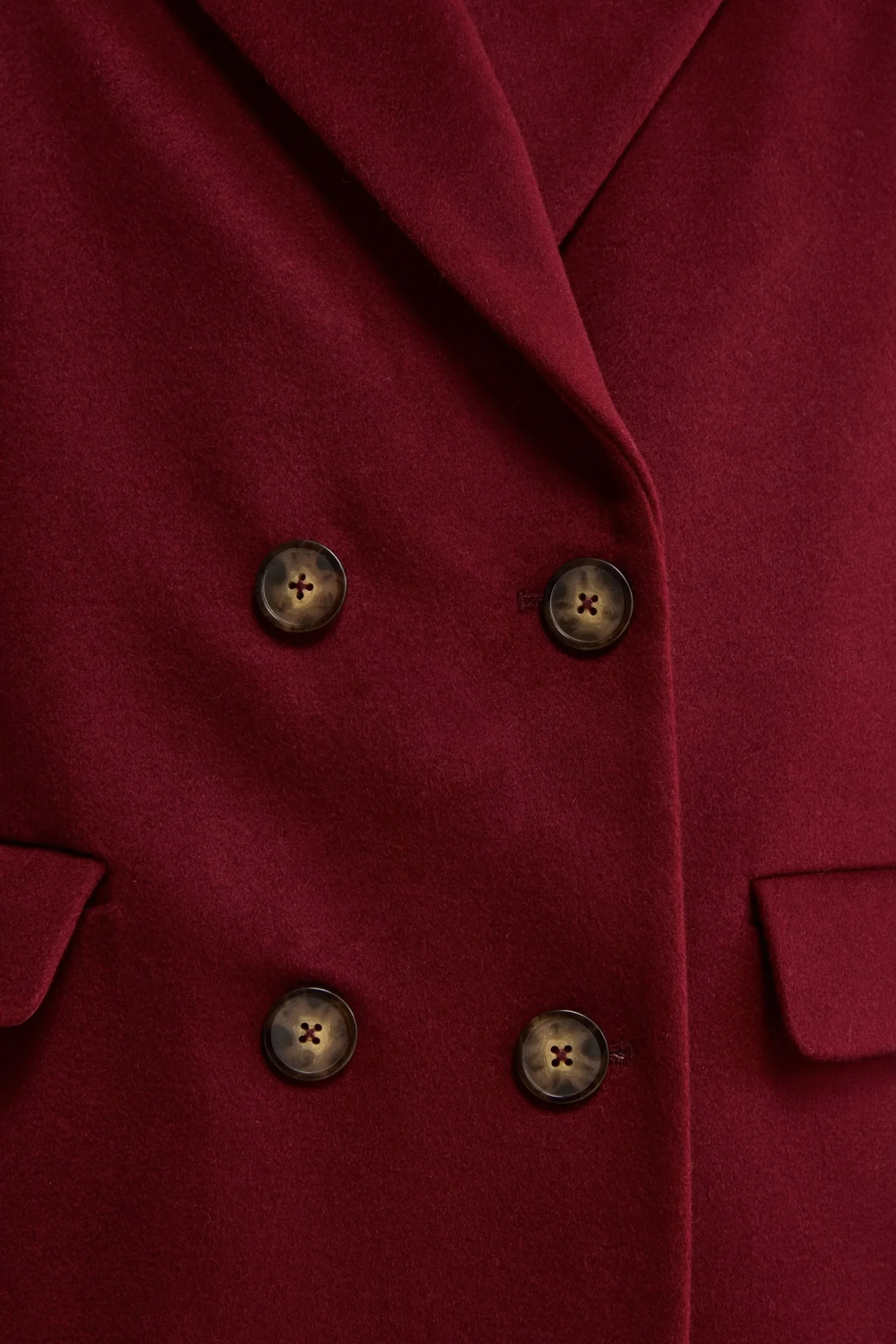 Cappotto Midi Doppiopetto in Misto Lana e Cashmere - BORDEAUX
