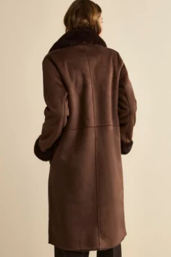 Cappotto Midi Eco-Montone - MARRONE SCURO