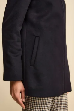 Cappotto Midi in Lana e Cashmere con Zip e Cappuccio - BLU