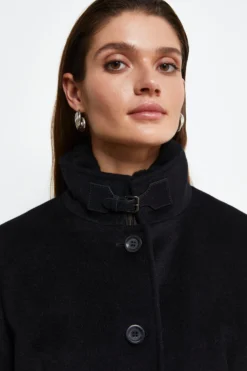 Cappotto midi in lana - NERO