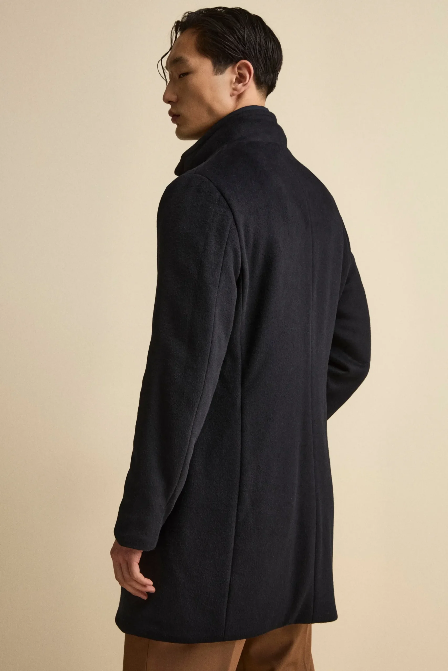 Cappotto Midi in Misto Lana con Pettorina Removibile - BLU