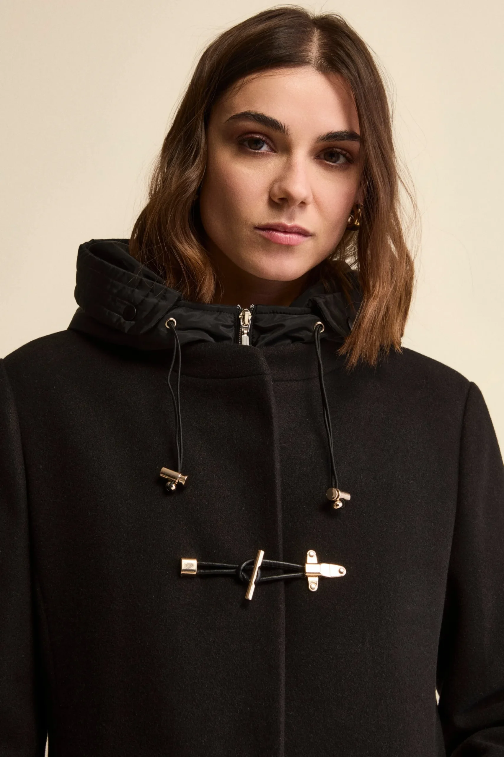 Cappotto Midi in Misto Lana con Alamaro - NERO