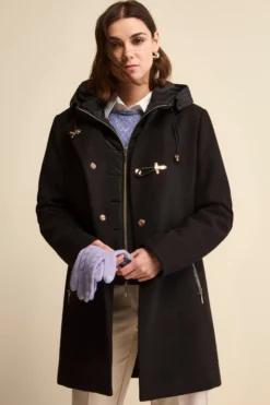 Cappotto Midi in Misto Lana con Alamaro - NERO
