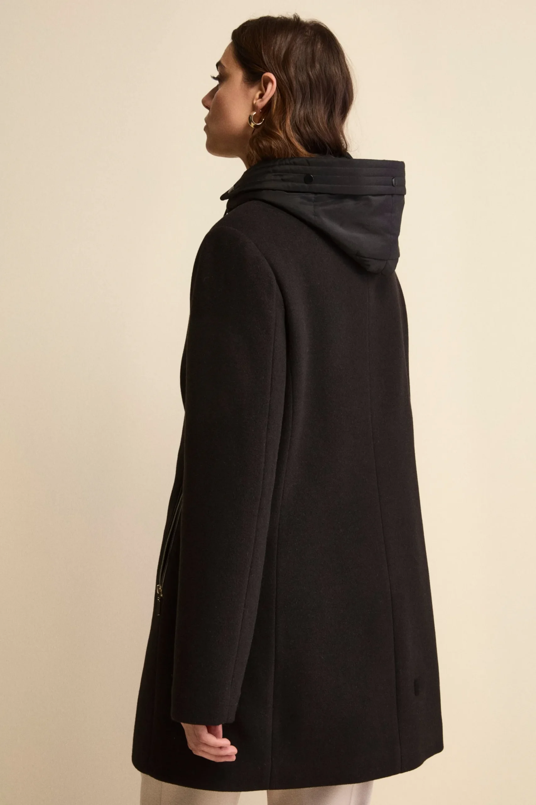 Cappotto Midi in Misto Lana con Alamaro - NERO