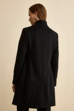Cappotto Midi Sancrato in Misto Lana e Cashmere - NERO